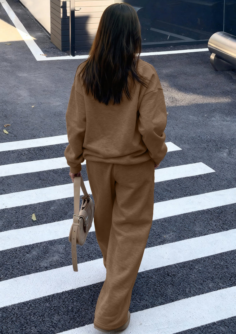 PRETTYGARDEN Casual Winter Two Piece Sets for Women V Neck Sweatshirt Loose Wide Leg Pants Tracksuit Knit Fall Outfits PRETTYGARDEN