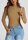 PRETTYGARDEN Womens Fall Y2K Going Out Crop Tops Long Sleeve Mock Neck Ruched Slim Fitted Basic Trendy Casual T Shirts Blouse