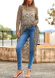 Long Sleeve Round Neck High Low Asymmetrical Irregular Hem Casual Blouse