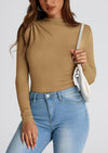 PRETTYGARDEN Womens Fall Y2K Going Out Crop Tops Long Sleeve Mock Neck Ruched Slim Fitted Basic Trendy Casual T Shirts Blouse