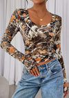 PRETTYGARDEN Womens Long Sleeve T Shirts Fall Trendy Deep V Neck Slim Fit Basic Crop Tops Casual Going Out Top