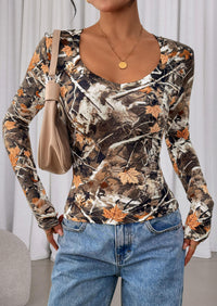 PRETTYGARDEN Womens Long Sleeve T Shirts Fall Trendy Deep V Neck Slim Fit Basic Crop Tops Casual Going Out Top