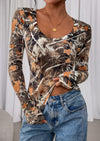PRETTYGARDEN Womens Long Sleeve T Shirts Fall Trendy Deep V Neck Slim Fit Basic Crop Tops Casual Going Out Top