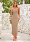 PRETTYGARDEN Womens Summer Maxi Dress Textured Bodycon Tube Off Shoulder Strapless Back Slit Long Party Dresses