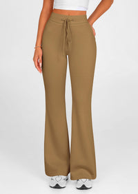 Elastic High-Waisted Drawstring Casual Flare Pants