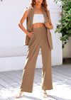 PRETTYGARDEN 2 Piece Outfits Sleeveless Suit Vest and Wide Leg Pants Business Casual Blazer Sets