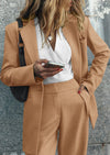 PRETTYGARDEN Women's Fall Two Piece Outfits Dressy Blazer Jacket and Wide Leg Pants Pockets Business Casual Office Suit Sets