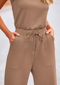 Summer One Piece Outfits Sleeveless Wide Leg Long Pants Jumpsuits