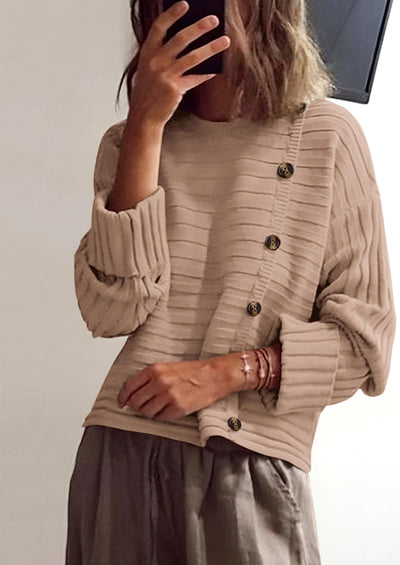 PRETTYGARDEN Womens Sweaters Fall Casual Long Sleeve Crewneck Button Loose Winter Knit Pullover Sweater Tops