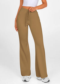 Elastic High-Waisted Drawstring Casual Flare Pants