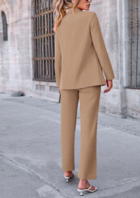 Business Casual Jacket Wide Leg Pants 2 Piece Blazer Sets