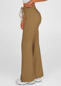 Elastic High-Waisted Drawstring Casual Flare Pants