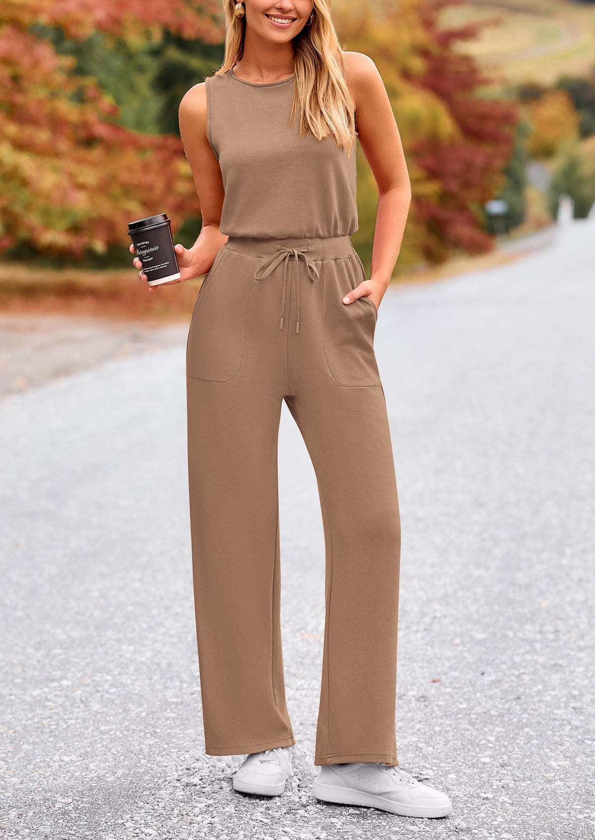 Summer One Piece Outfits Sleeveless Wide Leg Long Pants Jumpsuits