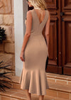 PRETTYGARDEN Women's Sleeveless Midi Bodycon Formal Dress Ruffle Mermaid Hem Elegant Cocktail Wedding Guest Midi Dresses
