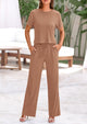 Short Sleeve T-Shirt Wide Leg Pants Two Piece Sets