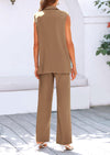 PRETTYGARDEN 2 Piece Outfits Sleeveless Suit Vest and Wide Leg Pants Business Casual Blazer Sets