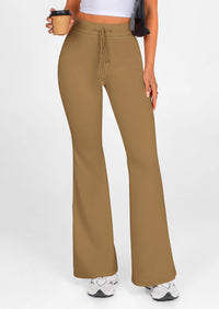 Elastic High-Waisted Drawstring Casual Flare Pants