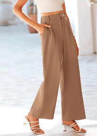 Casual Wide Leg High Elastic Waisted Long Work Pants