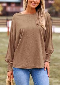 Puff Long Sleeve Crew neck Casual Basic T-shirts