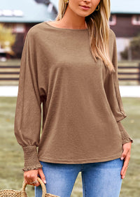 Puff Long Sleeve Crew neck Casual Basic T-shirts