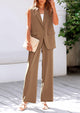 Sleeveless Suit Vest And Wide Leg Pants Business Casual Blazer Set