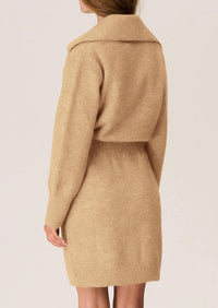 Long Sleeve V Neck Button Down Knit Pullover Sweater Dresses