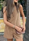 PRETTYGARDEN Women's Summer 2 Piece Outfits Sleeveless Matching Sets Button Down V Neck Vest Waistcoat and Pockets Shorts