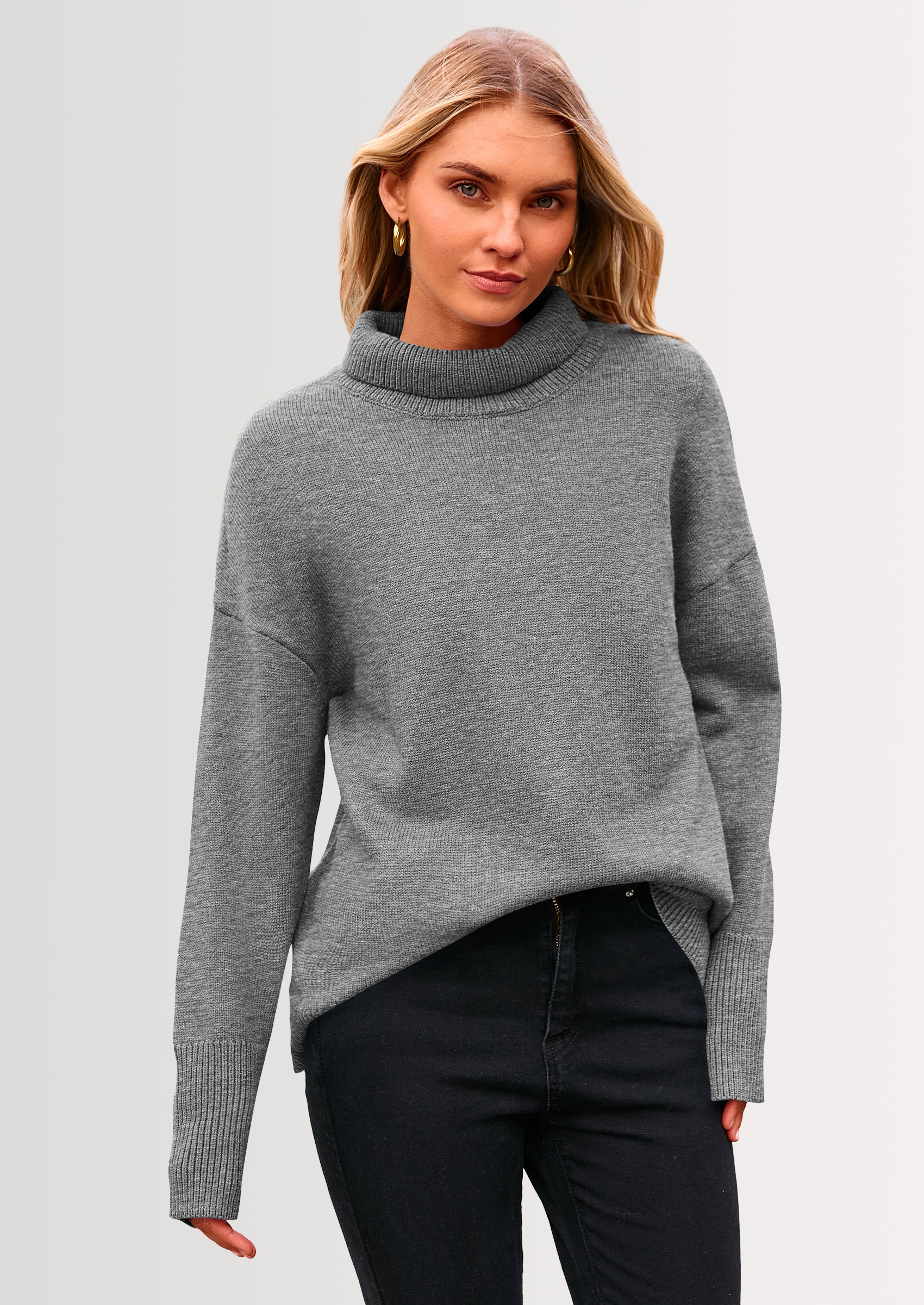 PRETTYGARDEN Women's Turtleneck Oversized Sweater Long Sleeve Chunky Knit Pullover Casual Winter Jumper Tops