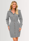 PRETTYGARDEN Sweater Dresses for Women Trendy Long Sleeve Button Down Short Spring Dress