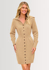 PRETTYGARDEN Sweater Dresses for Women Trendy Long Sleeve Button Down Short Spring Dress