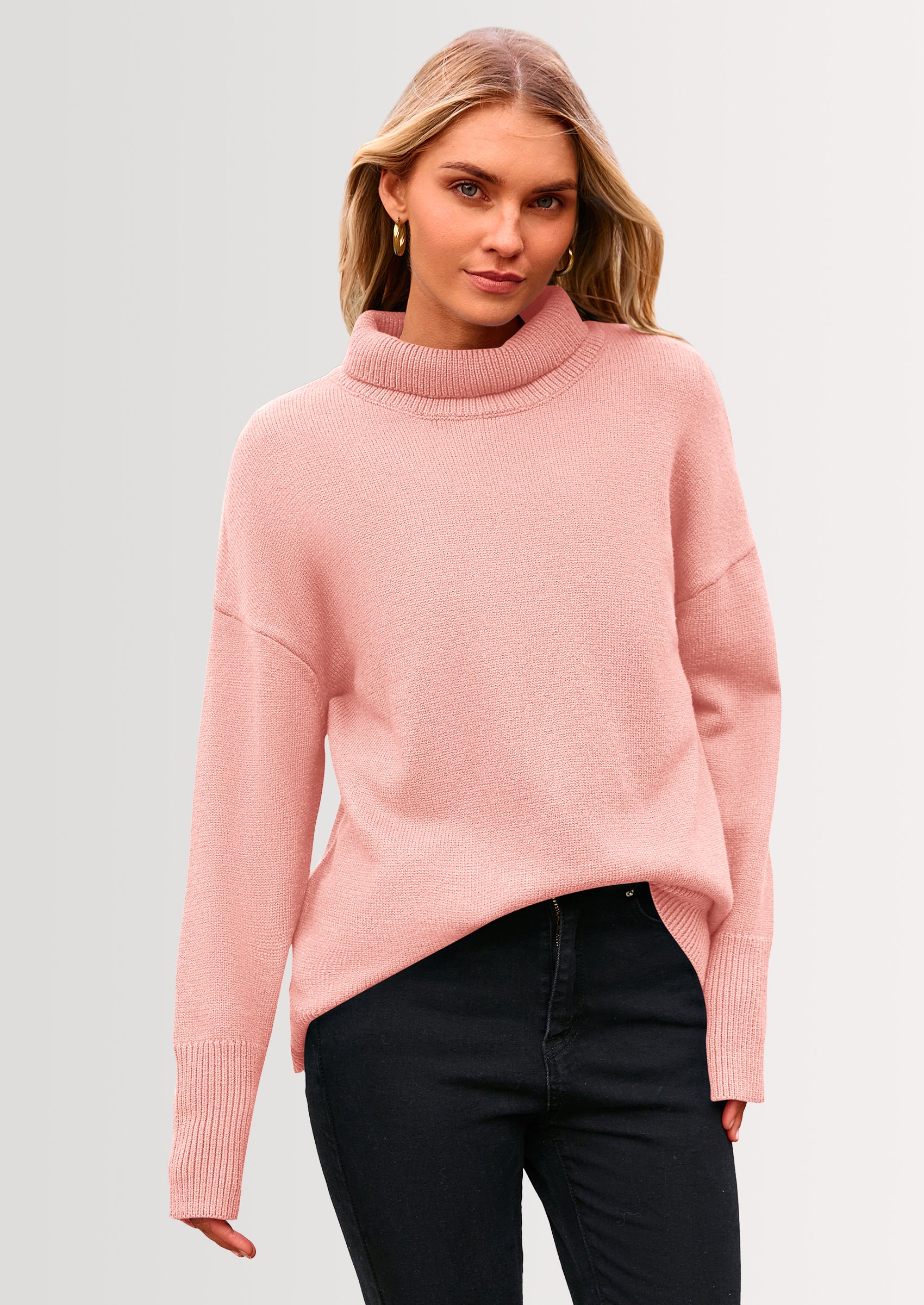 PRETTYGARDEN Women's Turtleneck Oversized Sweater Long Sleeve Chunky Knit Pullover Casual Winter Jumper Tops