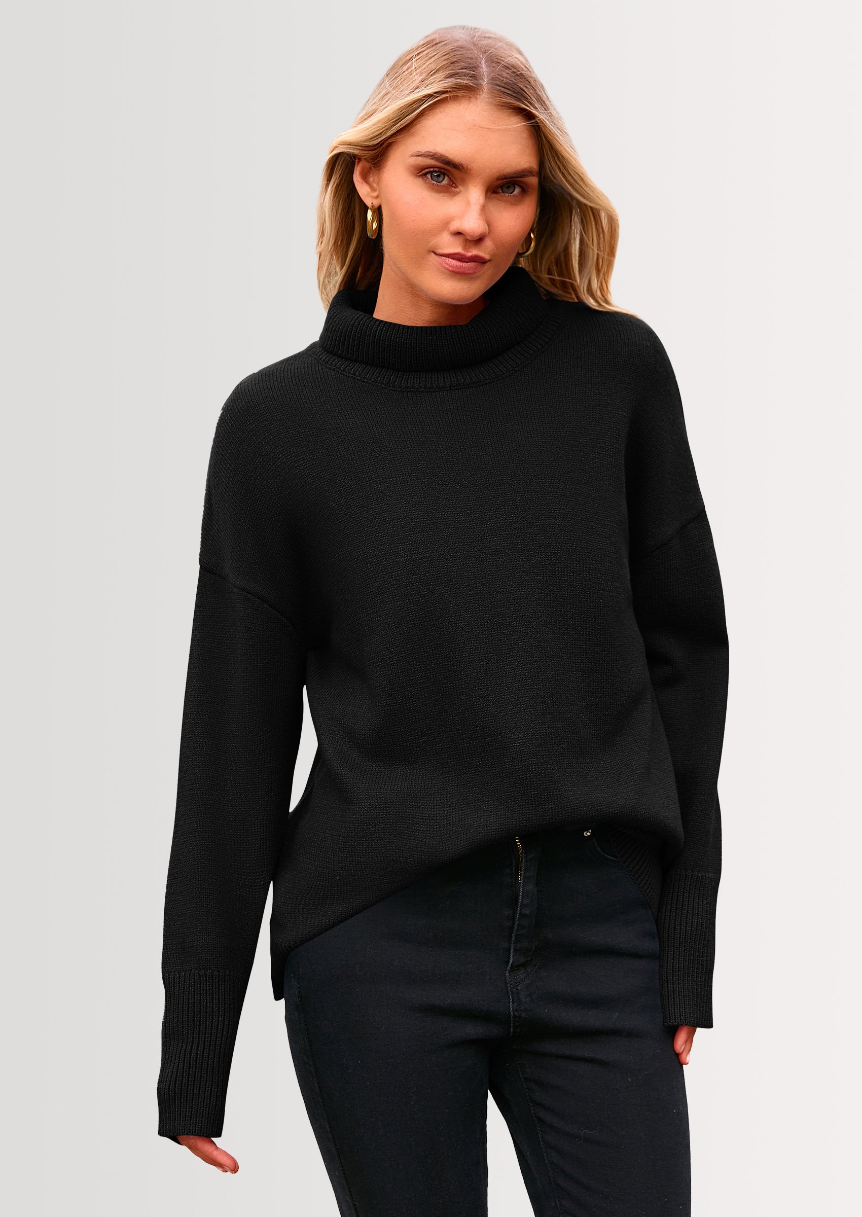 PRETTYGARDEN Women's Turtleneck Oversized Sweater Long Sleeve Chunky Knit Pullover Casual Winter Jumper Tops