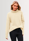 PRETTYGARDEN Women's Turtleneck Oversized Sweater Long Sleeve Chunky Knit Pullover Casual Winter Jumper Tops
