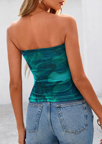 Strapless Mesh Floral Y2K Bandeau Cute Crop Trendy Going Out Tube Tops