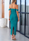 PRETTYGARDEN Womens Off The Shoulder Dress Ruched Bodycon Sleeveless Split Cocktail Party Maxi Dresses