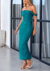 PRETTYGARDEN Womens Off The Shoulder Dress Ruched Bodycon Sleeveless Split Cocktail Party Maxi Dresses