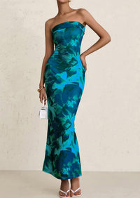 Printed Tube  Strapless Bodycon Sleeveless Maxi Dress