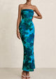 Printed Tube  Strapless Bodycon Sleeveless Maxi Dress
