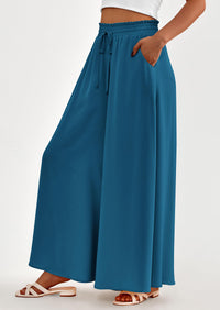 Wide Leg High Waisted Flowy Pockets Palazzo Pants