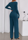 PRETTYGARDEN Jumpsuits for Women Dressy Casual Fall One Piece Outfits Long Sleeve Crew Neck Wide Leg Pants Rompers