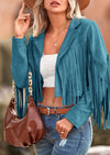 PRETTYGARDEN Women's Fringe Faux Suede Leather Jackets Fashion Tassel Motorcycle Cropped Coats