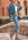 PRETTYGARDEN Women's Fringe Faux Suede Leather Jackets Fashion Tassel Motorcycle Cropped Coats