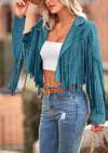 PRETTYGARDEN Women's Fringe Faux Suede Leather Jackets Fashion Tassel Motorcycle Cropped Coats