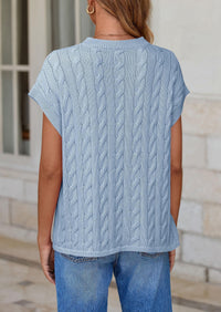 Casual Short Sleeve Crew Neck Knit Pullover Trendy Spring Outfits Sweater Vest
