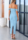PRETTYGARDEN Womens Off The Shoulder Dress Ruched Bodycon Sleeveless Split Cocktail Party Maxi Dresses