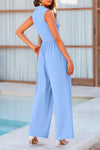 PRETTYGARDEN Womens Summer Jumpsuits Dressy Casual One Piece Outfits Sleeveless Mock Neck Wide Leg Pants Rompers with Pockets