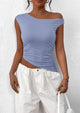 Off The Shoulder Sleeveless One Shoulder Ruched Asymmetrical Y2K Tank Top