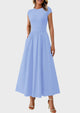 Casual Cap Sleeve Patchwork A Line Flowy Elegant Homecoming Maxi Dress