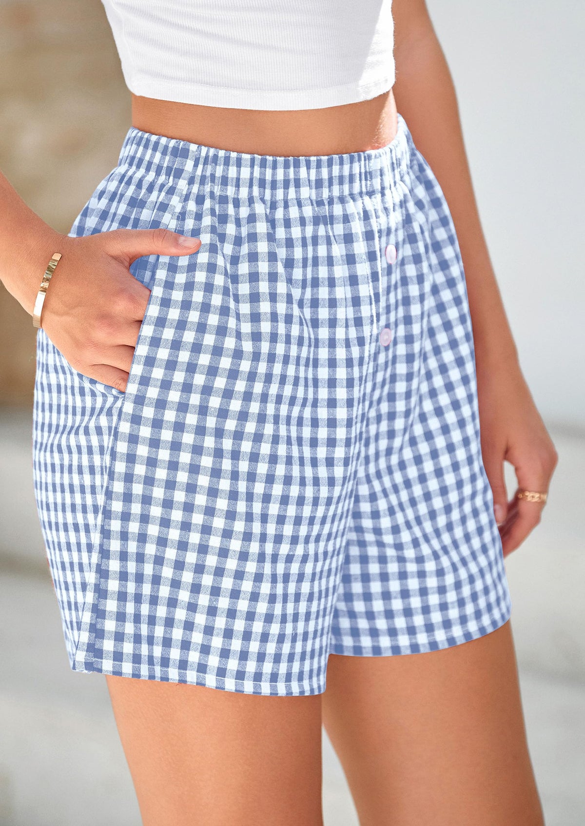 Plaid Casual Y2K Short with Pockets