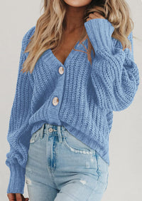 PRETTYGARDEN Women's Chunky Knit Open Front Sweater Long Sleeve Button Loose Short Cardigan Outerwear Coats